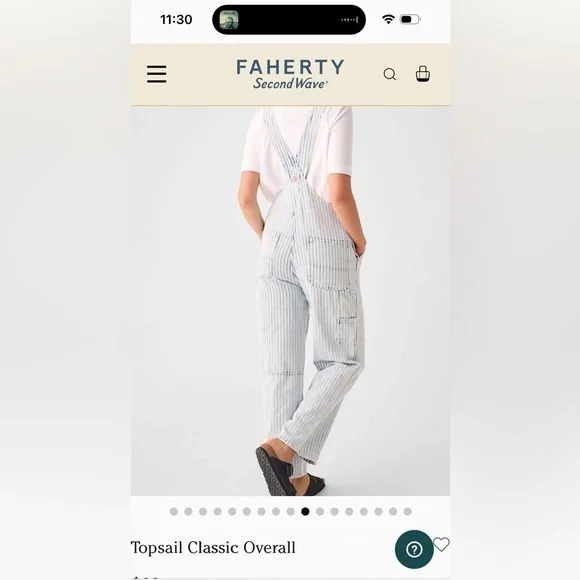 Faherty Women's Striped Blue and White Topsail Classic Overalls - Picture 2 of 13